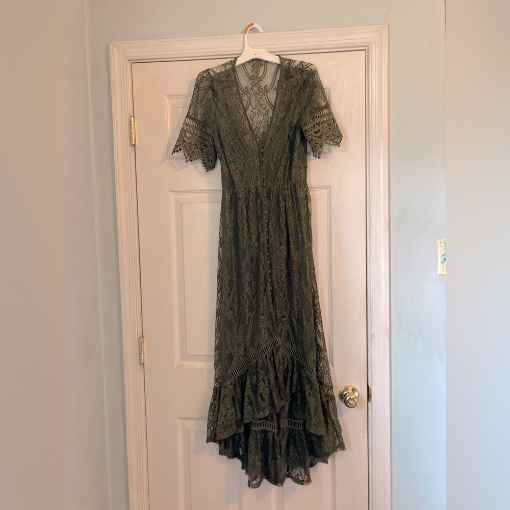 High-Low Green Lace Dress